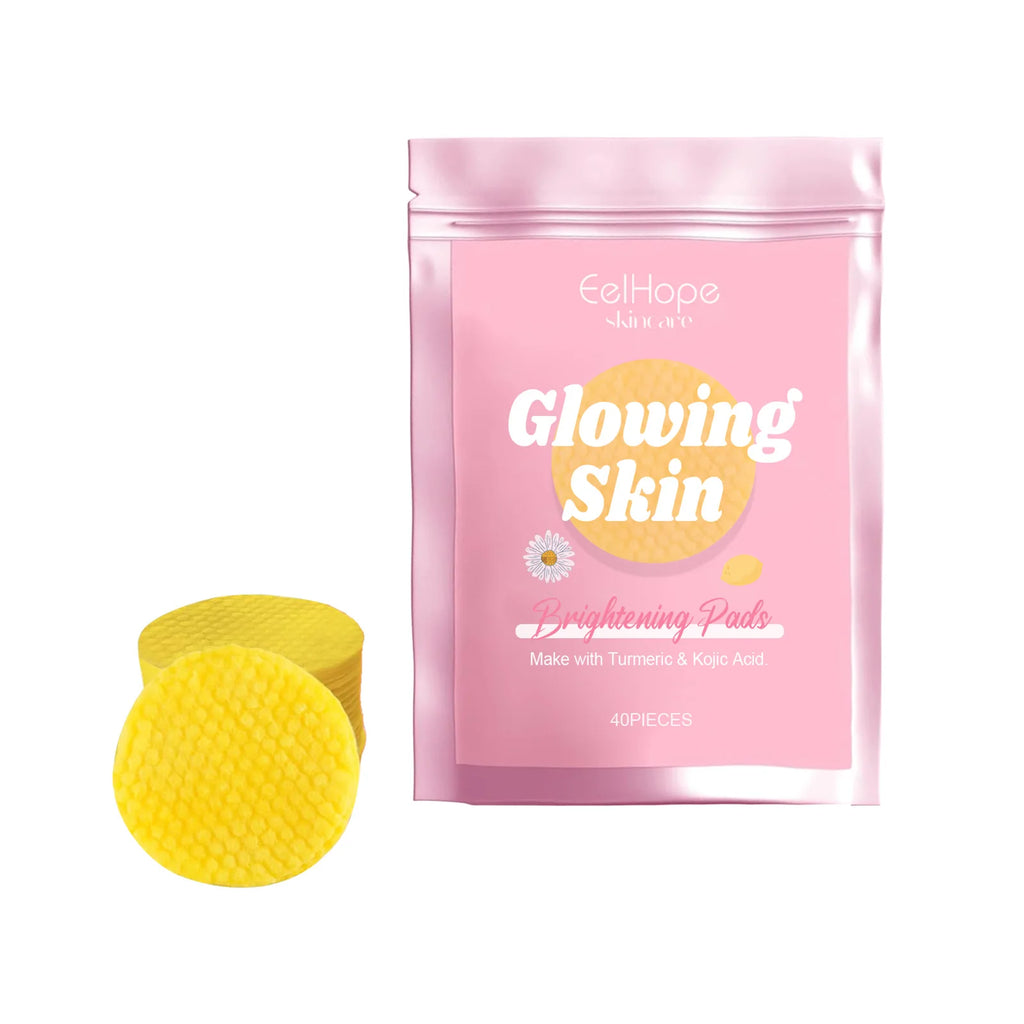 Eelhope Turmeric Kojic Acid Cleansing Pad Moisturizing Dry Improve Darkening Skin Shrink Pores Oil Control Face Exfoliating Pads Oasis Select 40pcs in Bag