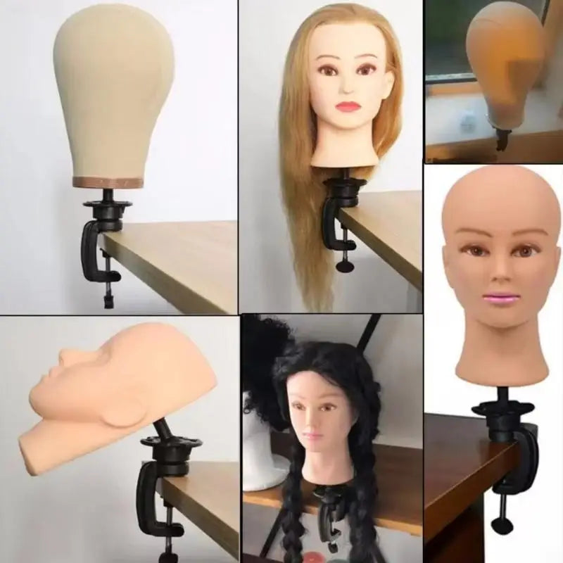 1/2/5Pcs Adjustable Plastic Mini Wig Head Stand Table Clamp Hair Accessory Tool Training Mannequin Holder For Wig Making Oasis Select