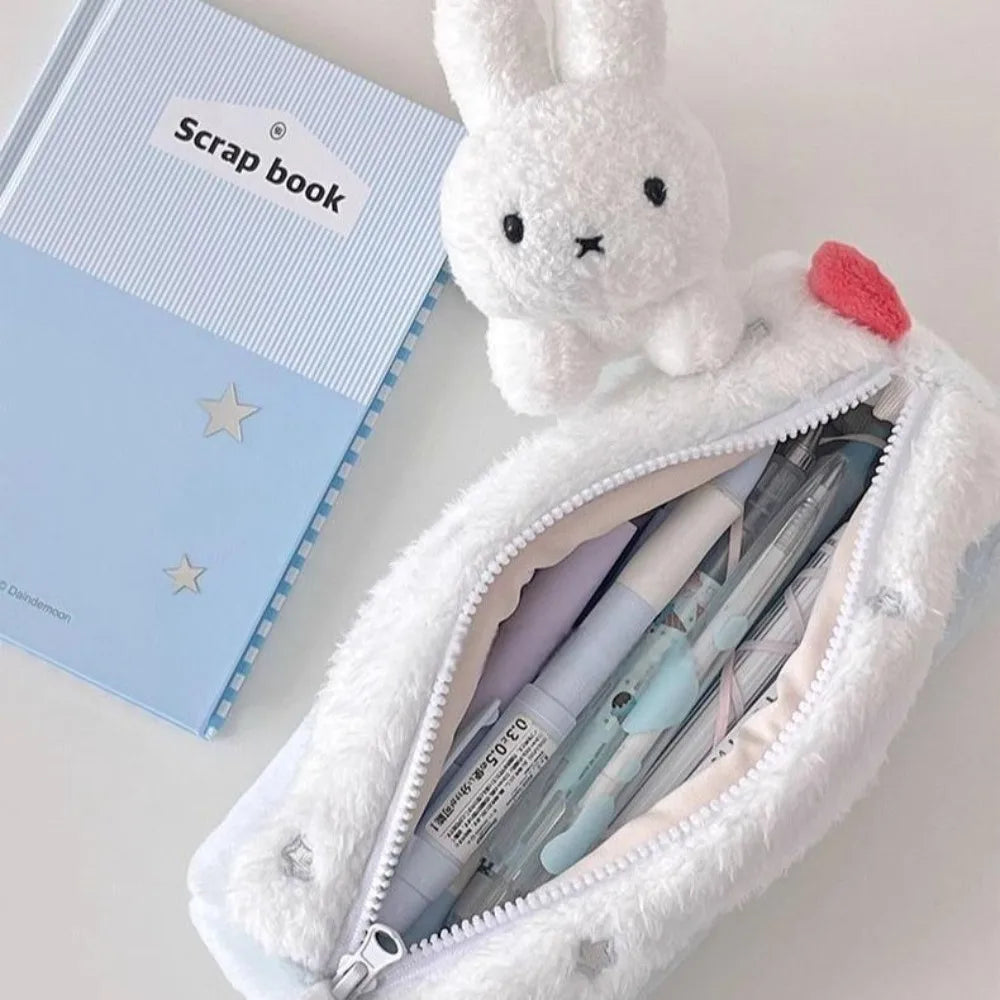 Plush Pencil Case, Cute Stationery Bag, Plush High-value Student Large Capacity Stationery Box Oasis Select