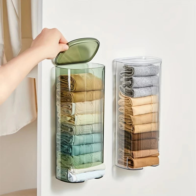 WISH Wall-Mounted Pull-Out Storage Box For Underwear, Trash Bags - Space-Saving Organizer With Cover For Household Oasis Select