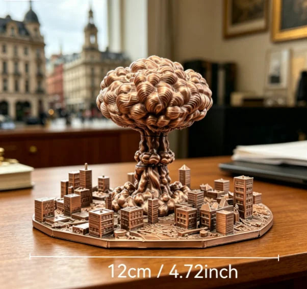 Sci-Fi Apocalypse Mini City Model 3D Printing Diorama Figurine Mini Statue Desktop Decor for Gamer Workstation Room Display Gift Oasis Select City bronze
