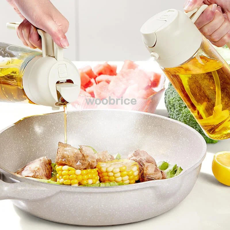 2in1 Oils Sprayer Olive Oil Spray Plastic Bottle Vinegar Dispenser Kitchen Oil Diffuser Accessories Camping Baking Pic Oasis Select