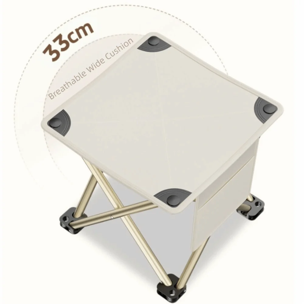 Large Size Folding Camping Stool Ultralight Side Pocket Portable Stool High Load Bearing with Carrying Bag Camping Seat Picnic Oasis Select