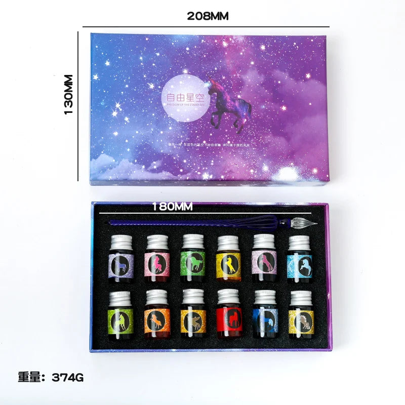 Free Starry Sky Pen Glass Pen Gradient Color Gift Set Dip Pen Business Gift Pen Student Crystal Pen Oasis Select 8