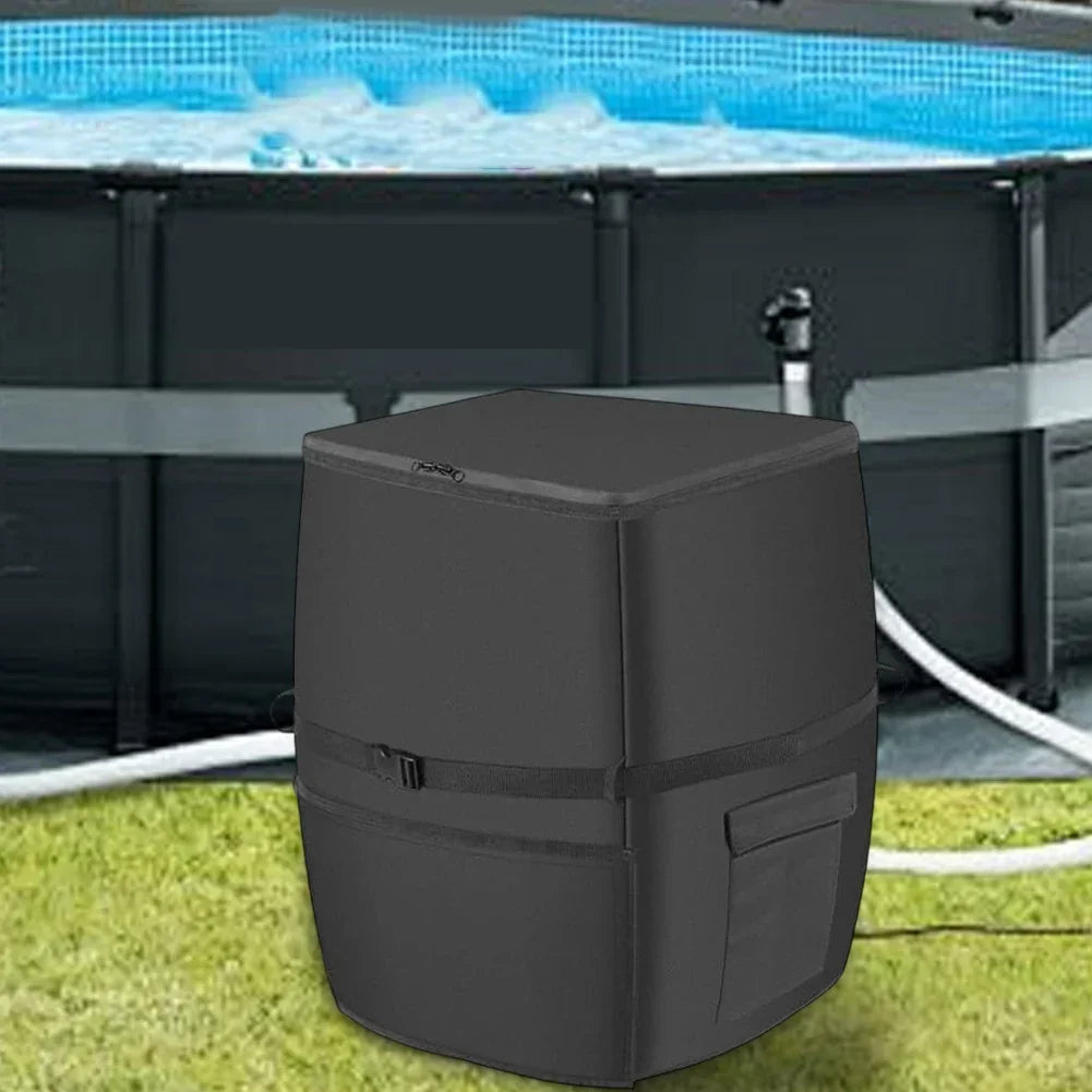 Bathtub Spa Heater Pump Cover Black Square Waterproof 210D Oxford Fabric with Aluminum Foil for All Season Use Oasis Select