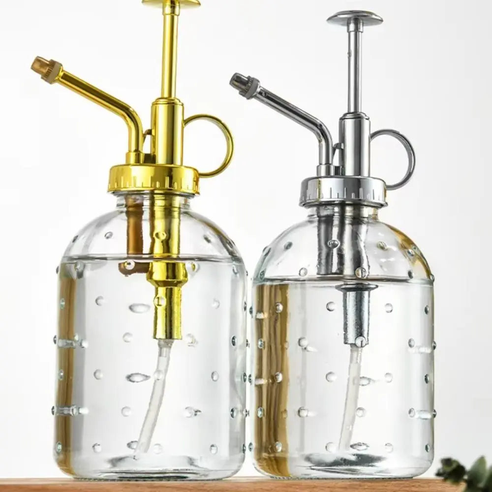 Push-type Glass Spray Bottle Rain Drop Hand Pressure Garden Watering Can Leak-proof Non-slip Bottom Clear Flower Sprayer Oasis Select