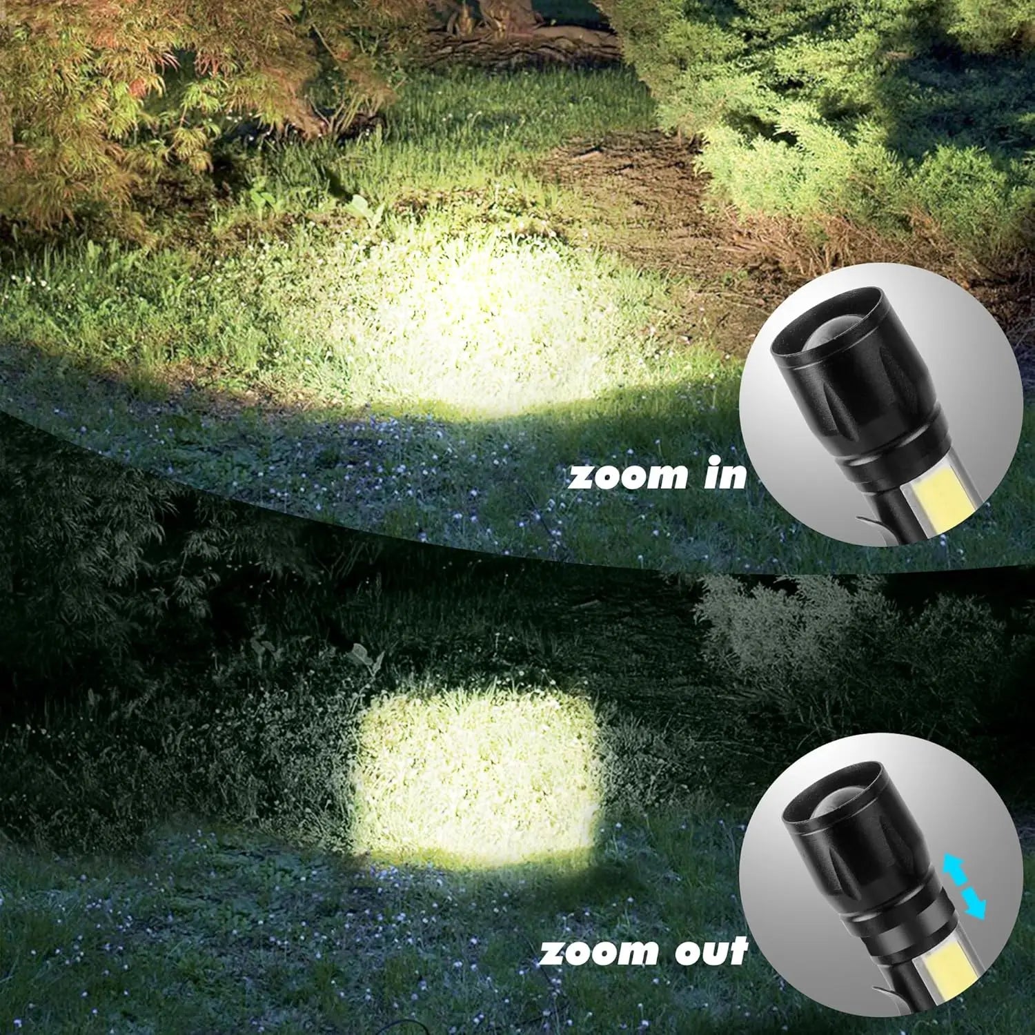COB+XPE Mini LED Pocket Flashlight with Pen Clip Portable USB Rechargeable Torch Outdoor Zoomable Light Tactical Lantern Lamp Oasis Select