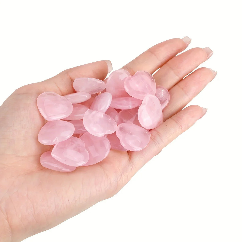 5/10/20/30pcs 20mm Mini Stone Heart shape Crystal Home Decoracion statueNatural Rose Quartz Reiki Healing Gemstone Pocket Gift Oasis Select