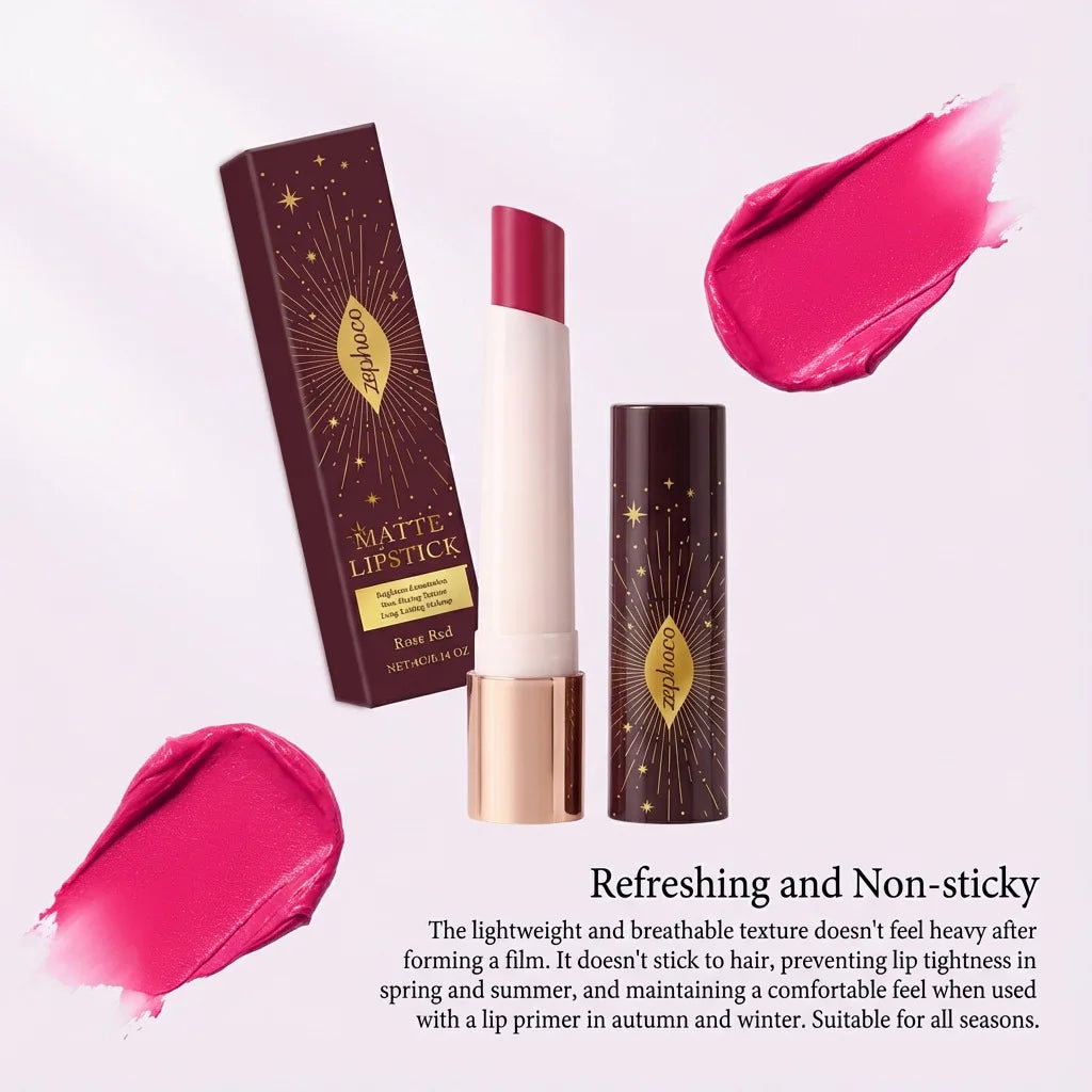 Zephoco Star Glow Matte Lipstick – Long-Lasting High Pigment
