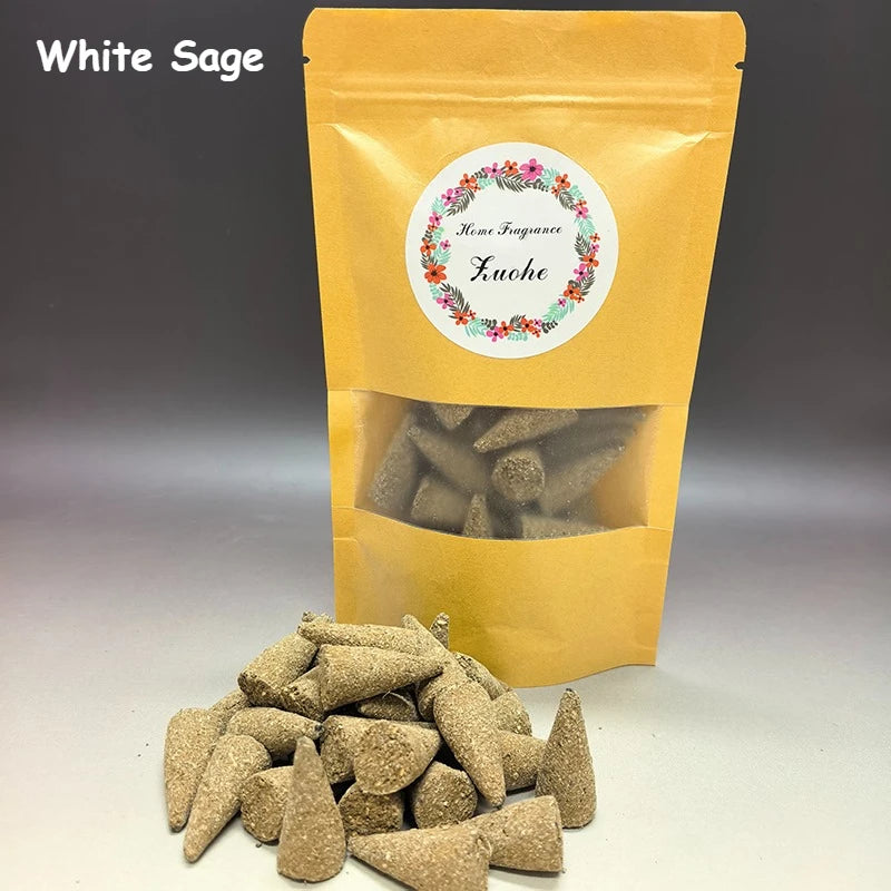 ZUOHE 20-50pcs Premium Palosanto Fragrance Cones, Handmade White Sage Incense Cones, for Yoga, Meditation, Reading, Home Decor Oasis Select White Sage 50pcs