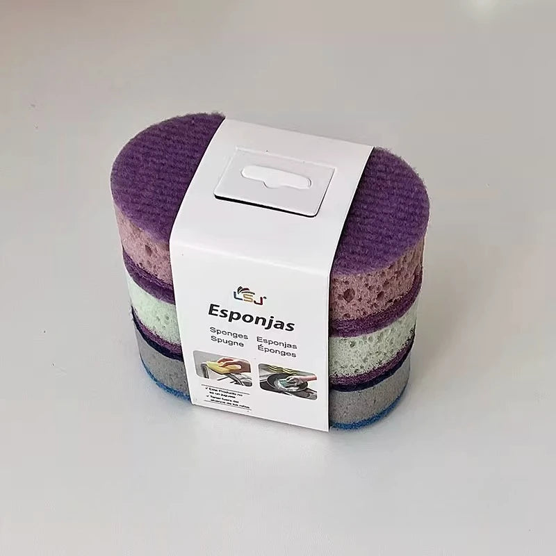 3PCS Three Color Random, Household Cleaning Sponge Wipe, Thick High-density Double-sided Kitchen Dishwashing Wipe, Scouring Pad Oasis Select MULTI