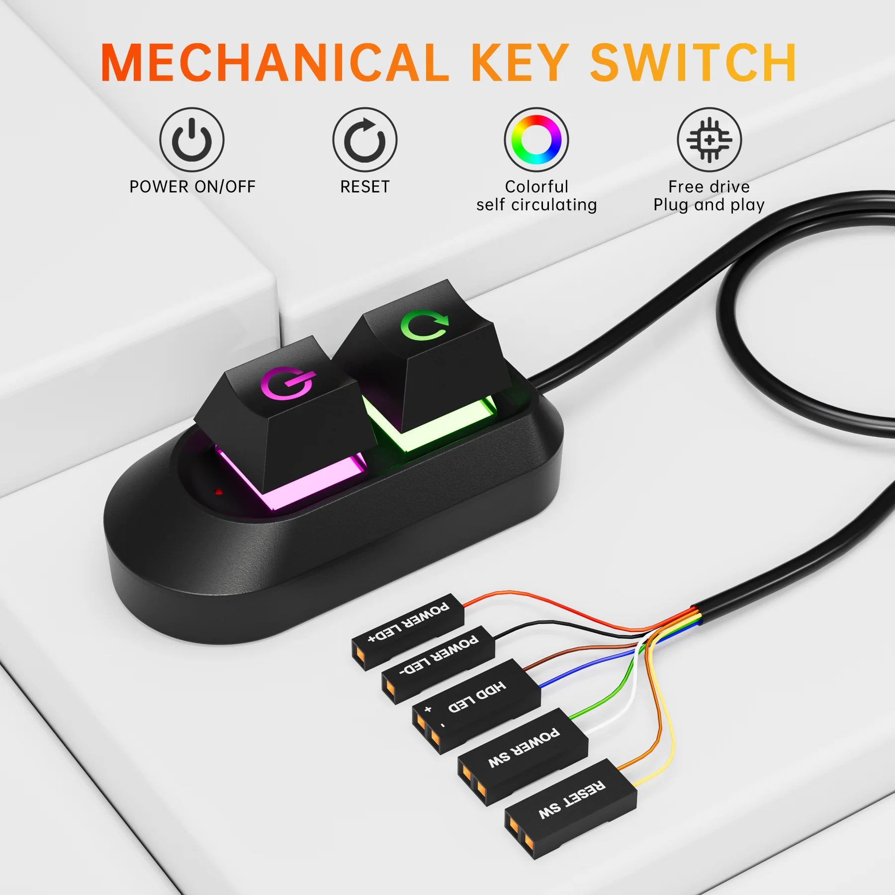Mechanical Desktop Power Switch External Start Computer Switch On/Off and Reset Button Extension Cable PC Power Button Switch Oasis Select