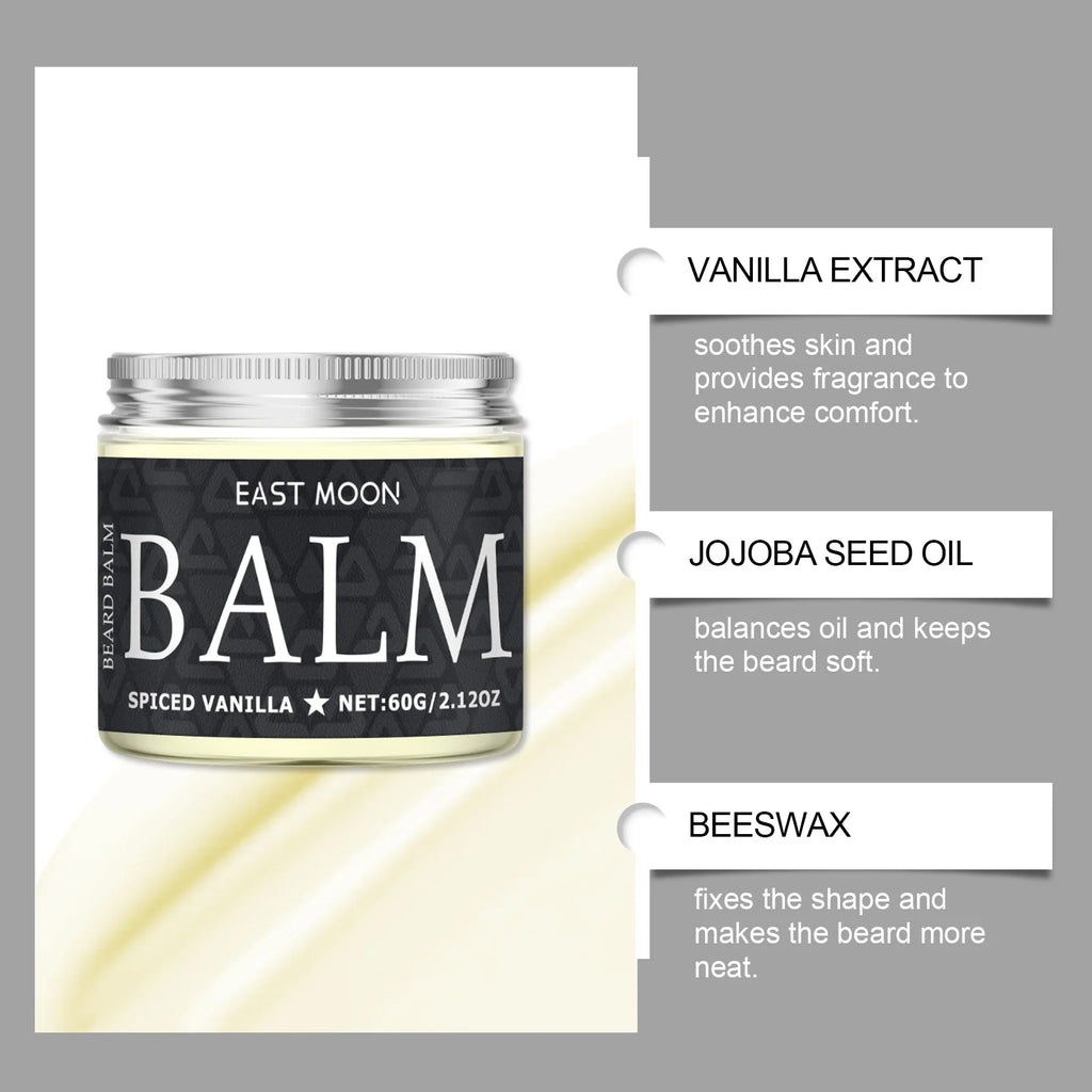 60g Vanilla Beard Keep Smoothing Nourishing Balm Strong Holding Increase Growth Dashing Gentlemen Gifts Men Beard Care Wax Oasis Select