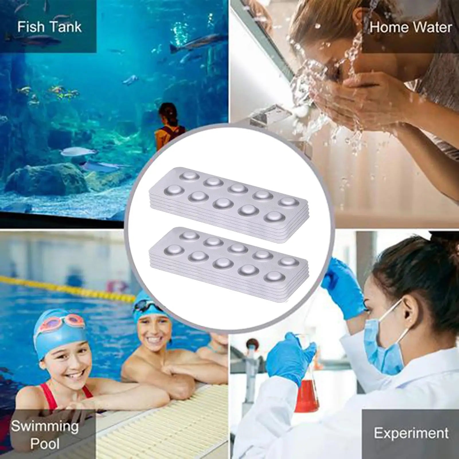 100 PCS Water Chlorine Test Tablets Fast DPD1 Chlorine Test Piece Visual High Range Free Chlorine Testing Tablets For Water Oasis Select