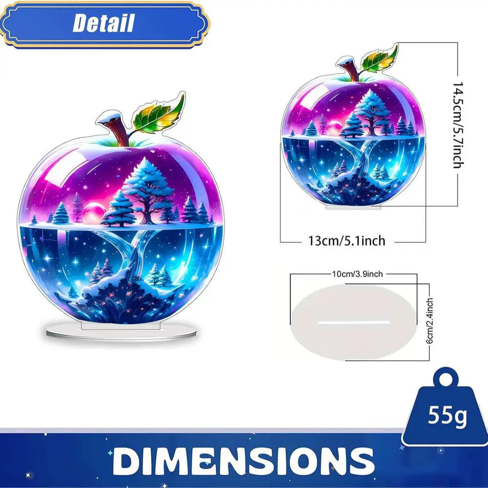 2D Acrylic for Apple Landscape Pattern Decorative Ornament for Home Living Room Entrance Tabletop Decoration Oasis Select 09
