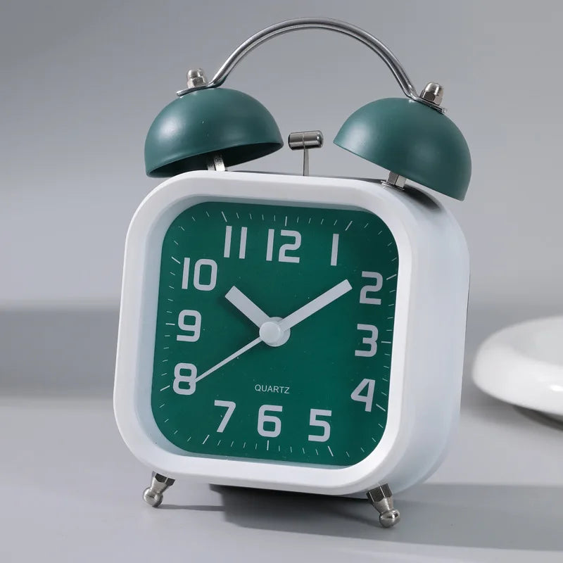 Silent Home Student Specific Desktop Clock Super Loud Dormitory Simple Clock Children with Night Light Boys Single-sided Oasis Select green