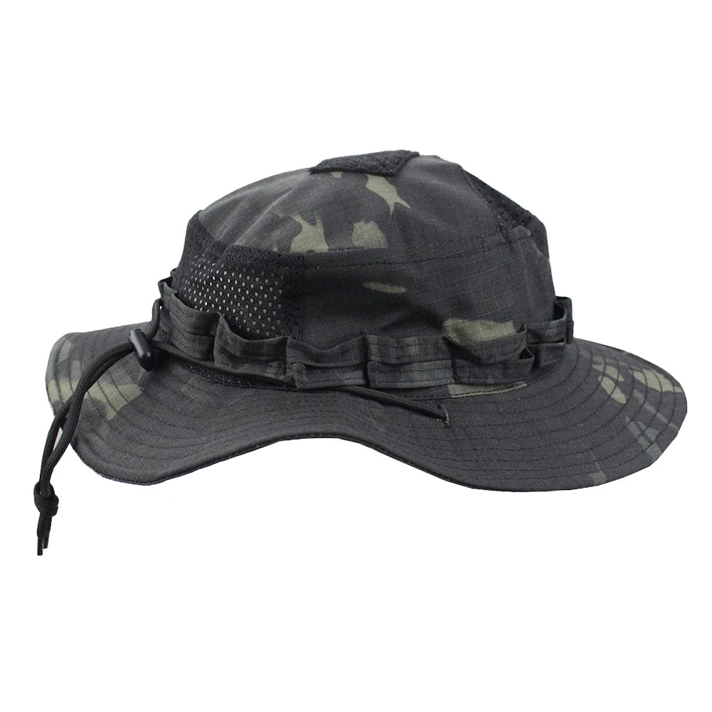 Camouflage Enthusiasts Square Pocket Camo Bonnie Cap US Bucket Benny Hats Fishing Outdoor Hiking Tactical Sun Caps Oasis Select Night Camo