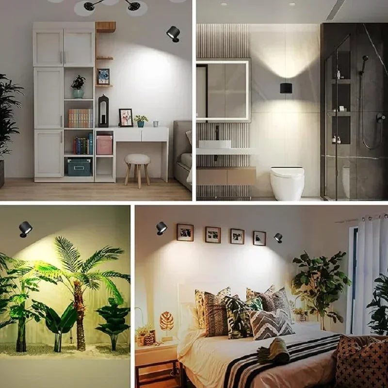 USB Rechargeable Wall Light 360° Rotatable Magnetic Wall Lamp with Remote Control LED Double Sided Wall Lamp for Bedroom Hallway Oasis Select