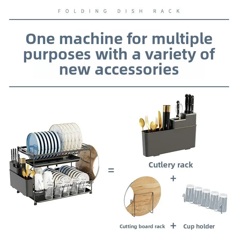 Kitchen Dish Shelf Countertop Cutlery Plate Drain Rack Basket Multifunctional Household Dish and Chopsticks Drain Storage Box Oasis Select