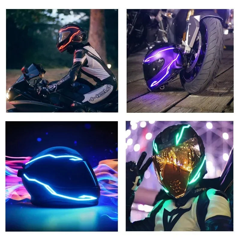 New Motorcycle Helmet Light 4 in 1 EL Light 3 Mode Led Helmet Light Night Riding Signal Helmet Strip Decoration Accessories Kit Oasis Select
