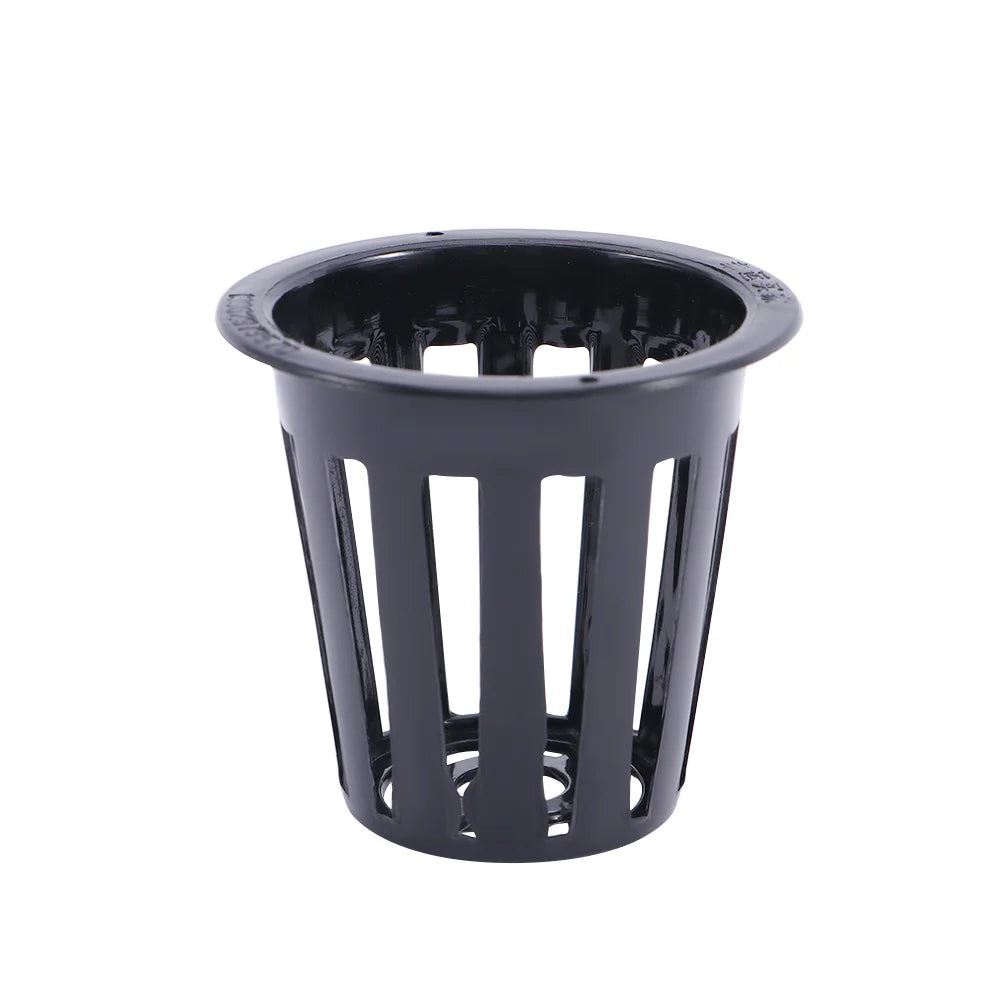 10pcs Plant Grow Hydroponic Garden Clone Planting Basket Mesh Pot Net Cup Nursery Pots Oasis Select Black-05