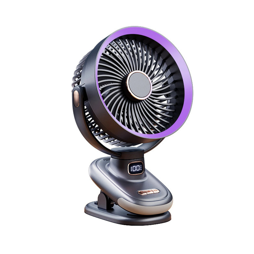 URGGU Mini Clip Desk Fan – 3-in-1, 5 Speeds, 270° Wireless