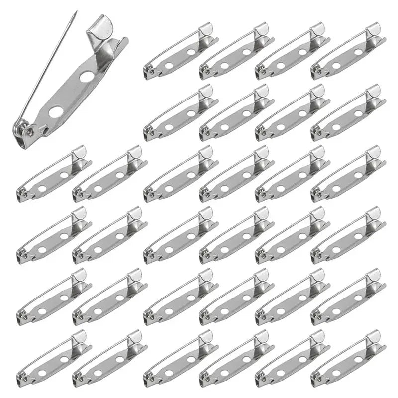 LIKE WISH 400 Pcs Brooch Pins,Secure Brooch Pin,Secure Back Clasp With Back Bar Fastener,Silver Bar Pins,Silver Badge Pin Backs Oasis Select Silver