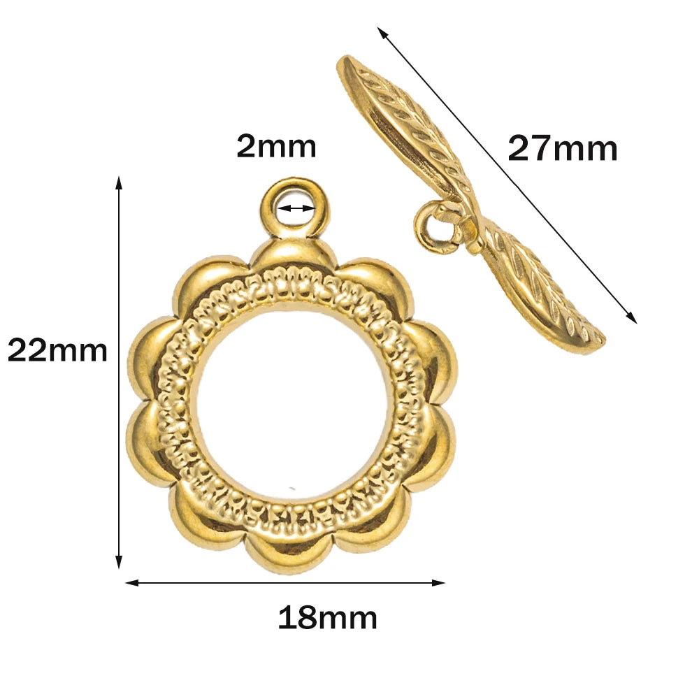 5 Sets Stainless Steel Toggle Clasp T-bar Closure Ring Fastener Hook