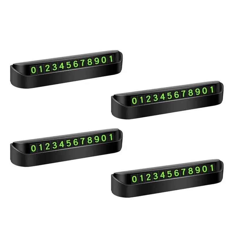 1/2/3/4pcs Portable Car Phone Number Card Temporary Parking Card Plate Telephone Number Car Park Stop Automobile Accessories Oasis Select Black 4pcs