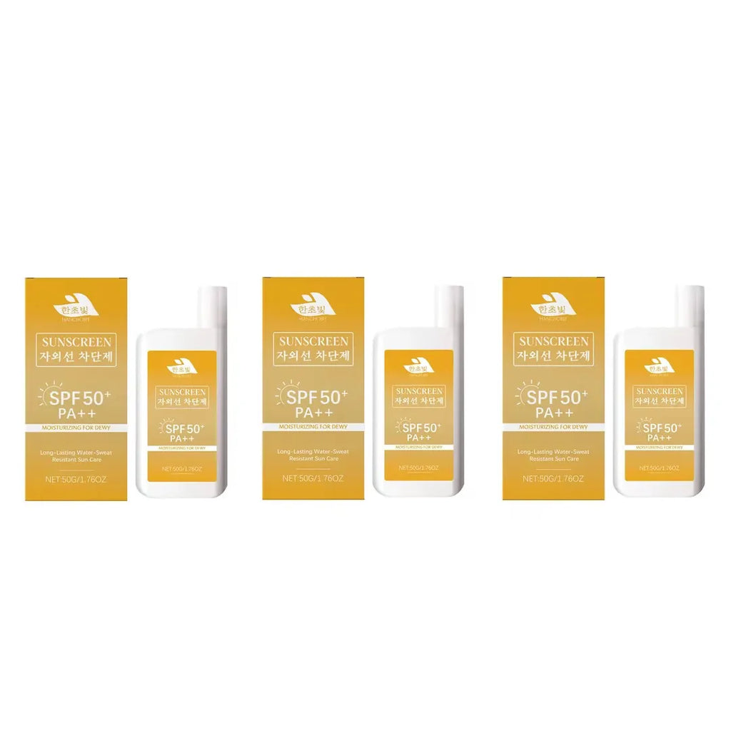 Lightweight Hydrating Sunscreen SPF 50++ Long Lasting UV Protection Fast Absorb No Sticky Oil Control Refreshing Sunblock Lotion Oasis Select 50g x3 boxed