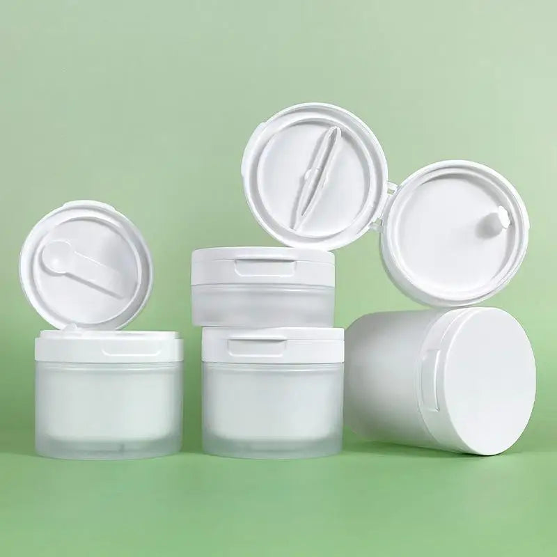 50/120g Flip Cover With Spoon Or Tweezers Refillable Bottles Empty Pot Travel Face Cream Lotion Cosmetic Cotton Makeup Jar Oasis Select