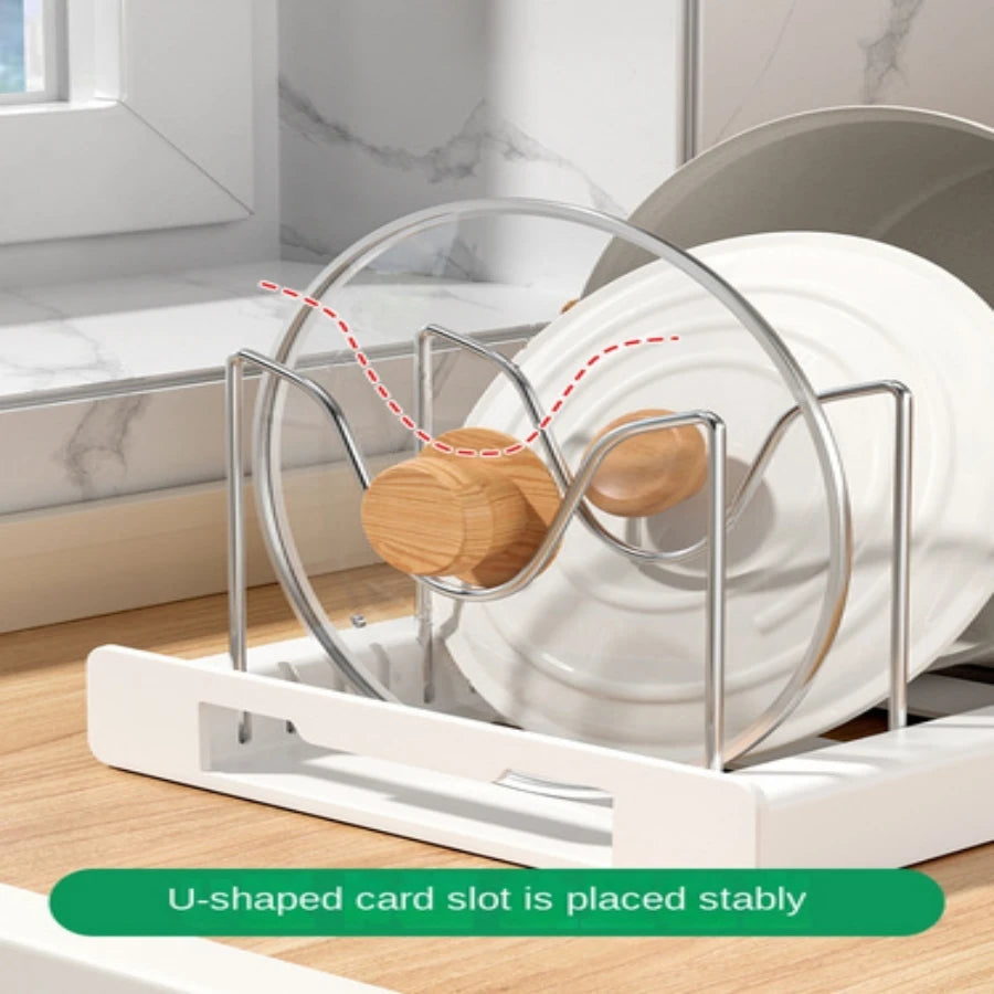 Kitchen utensil artifact pot storage rack Foldable kitchen utensil storage rack Kitchen pot lid storage rack Oasis Select