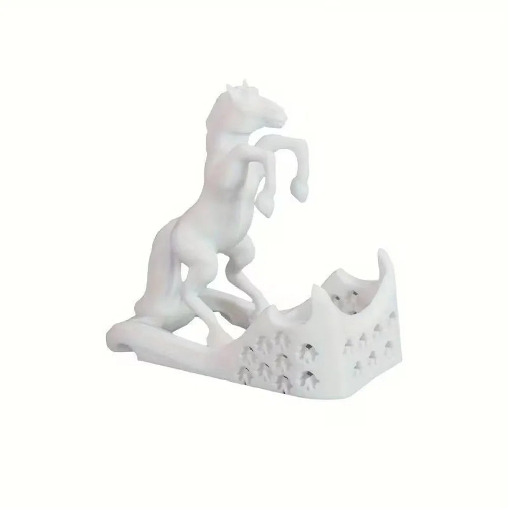 Figure Toys Horse Frame Phone Holder Multi-functional Statue Horse Mobile Phone Stand Portable Anti-slip Cell Phone Bracket Oasis Select White