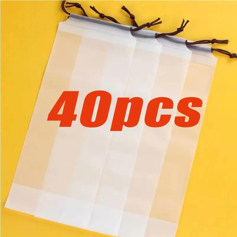 5-40pcs Umbrella Storage Bag, Semi Transparent Plastic Waterproof Umbrella Cover, Portable Drawstring Bag For Home Storage Oasis Select 40pcs