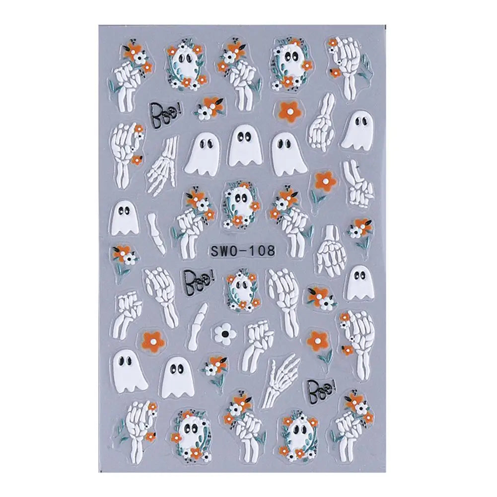 Halloween Nail Stickers – Pumpkin Ghost Skull DIY Decals