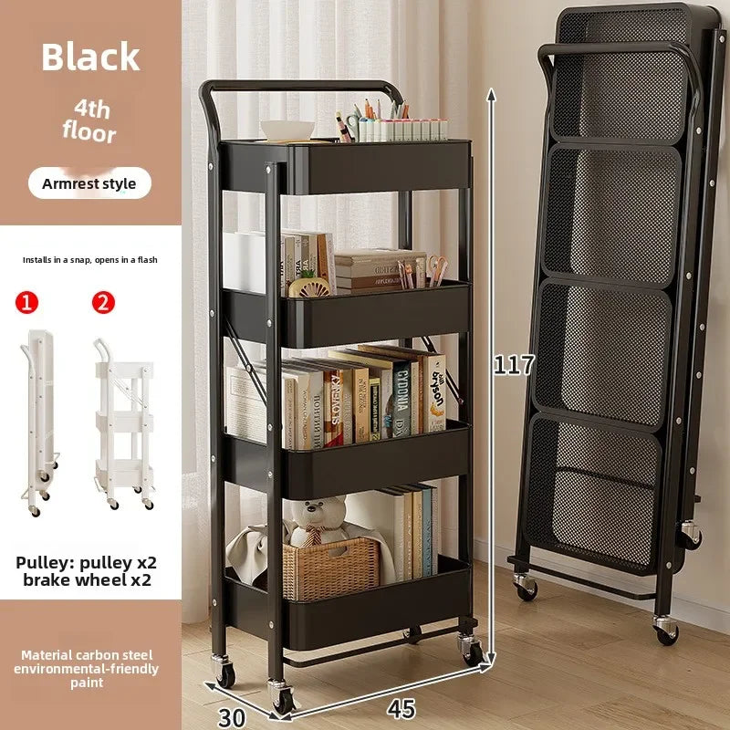 Multi-functional trolley rack household folding multi-layer carbon steel storage rack Oasis Select