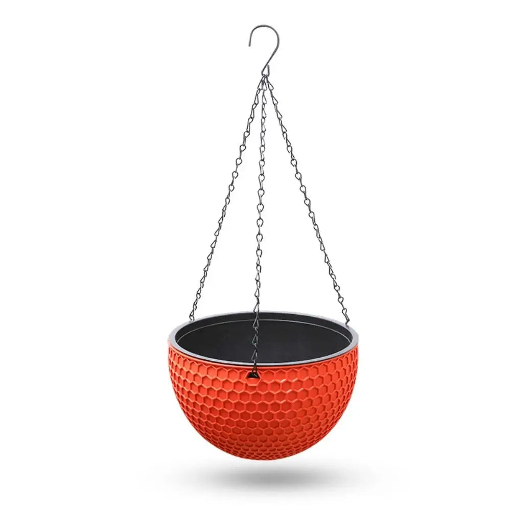 With Drainer and Hanging Chain Honeycomb Hanging Flower Pot Self-Waterin Thickened Hanging Flower Basket Sturdy Hydroponic Oasis Select Red-S-
