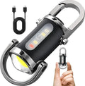 Emergency Keychain Light Rechargeable Keychain Flashlights 800 Lumens EDC COB Work Light 7 Modes for Walking Searching Hiking Oasis Select 2508 Black
