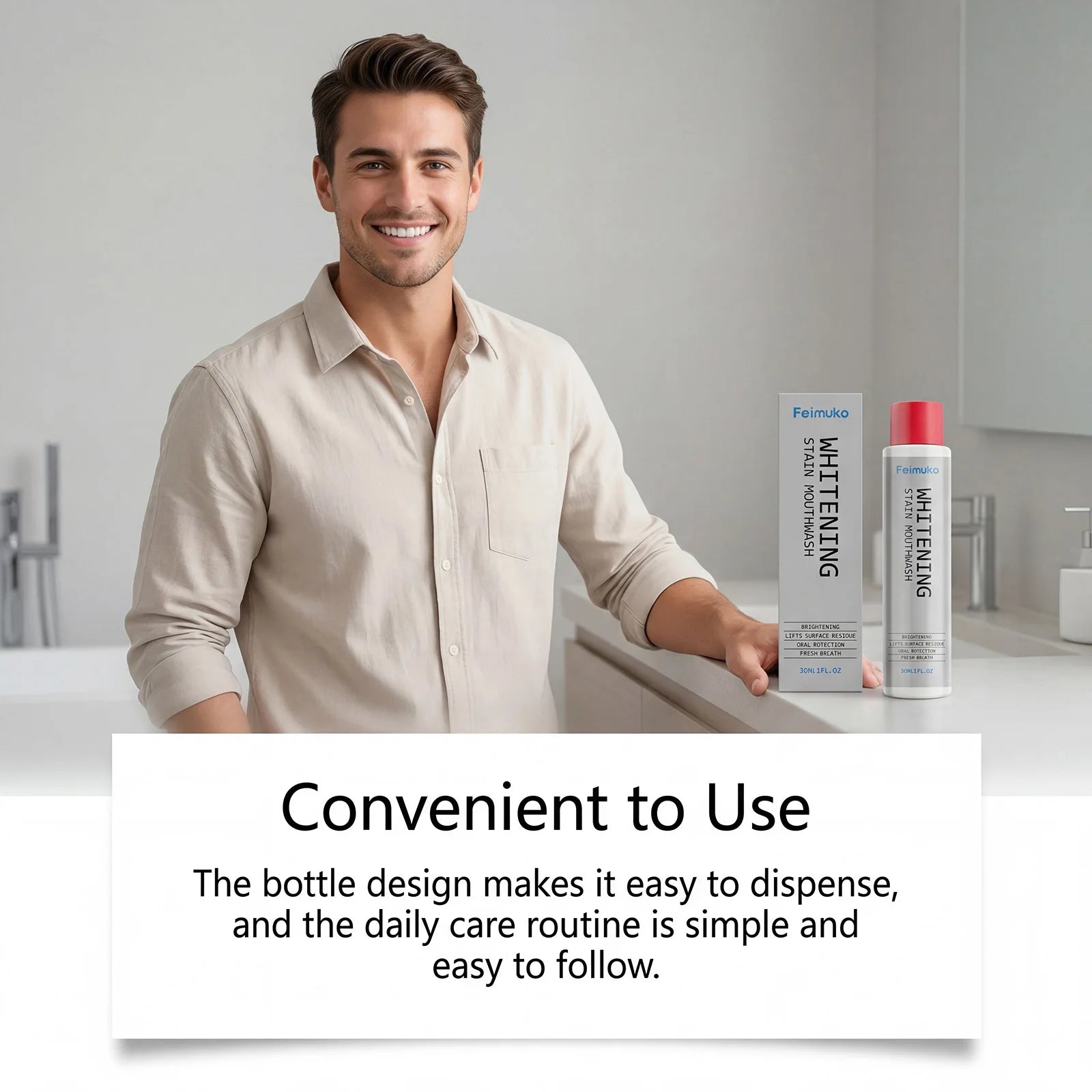 Refreshing Tooth Cleaning Mouthwash, Mild Cleansing Natural Remove Surface Dental Stains Fresh Breath Daily Oral Care Oasis Select