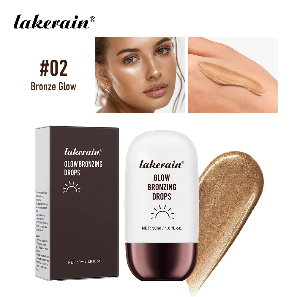 Bronzer Highlighter Drops Brightening Complexion And Contouring Facial Highlighter Mix Foundation Or Moisturizer Makeup Primer Oasis Select 02 Bronze Glow