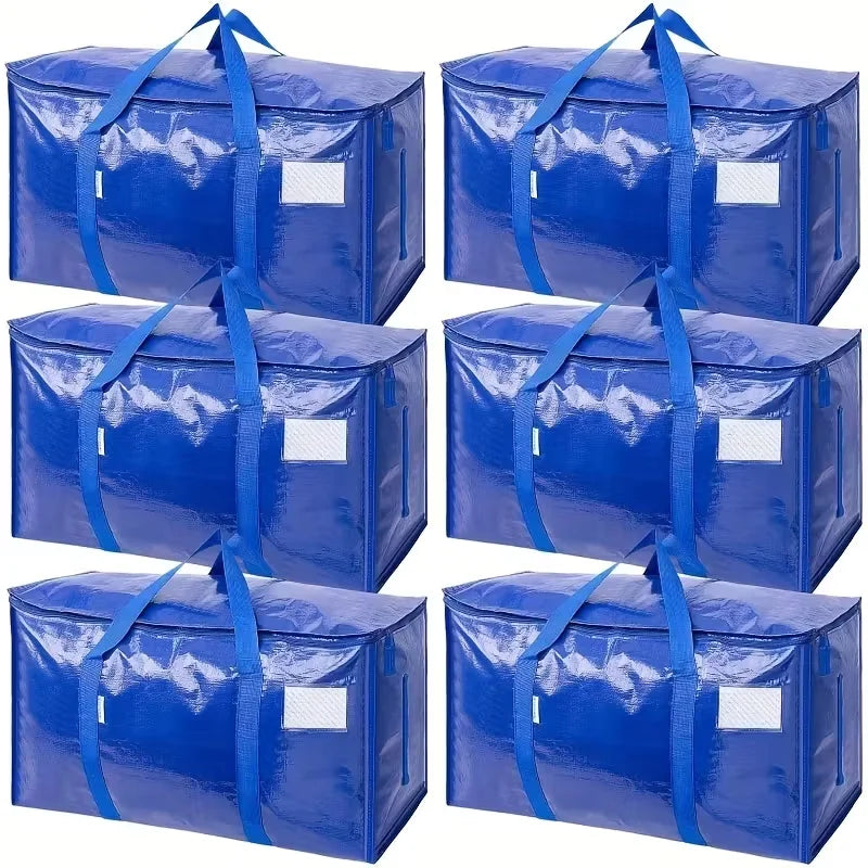 6 pack Heavy-Duty Storage Box with Zipper, Large Capacity Space Saving Plastic Organizer for Home, Closet, Garage and Travel Oasis Select 6 pack