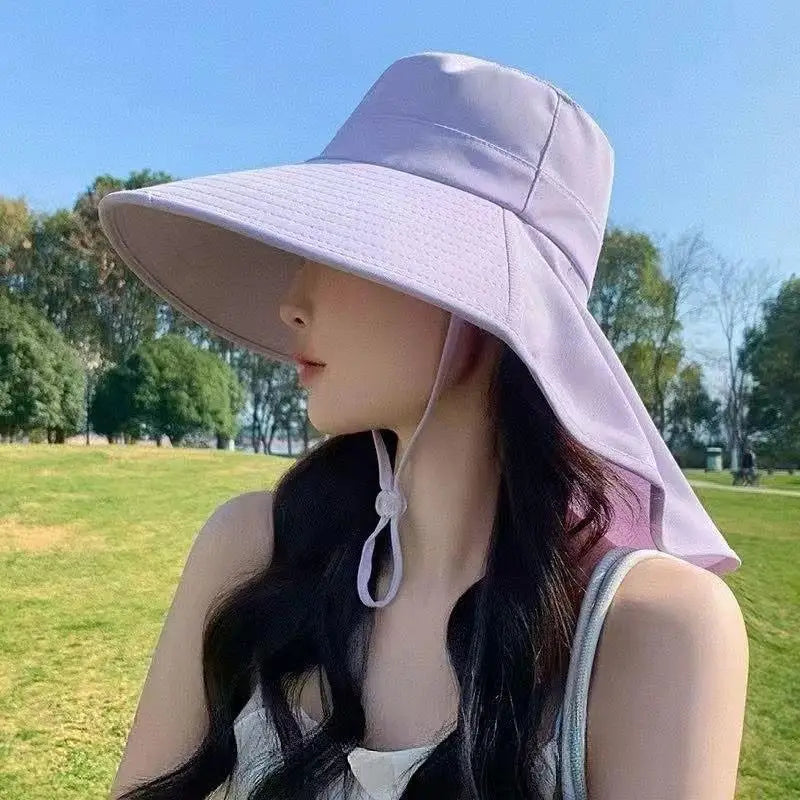 Women Adjustable Neck Flap Sun Hat Wide Brim UPF 50+ UV Protection Breathable Outdoor Travel Beach Cap Oasis Select A6 Purple
