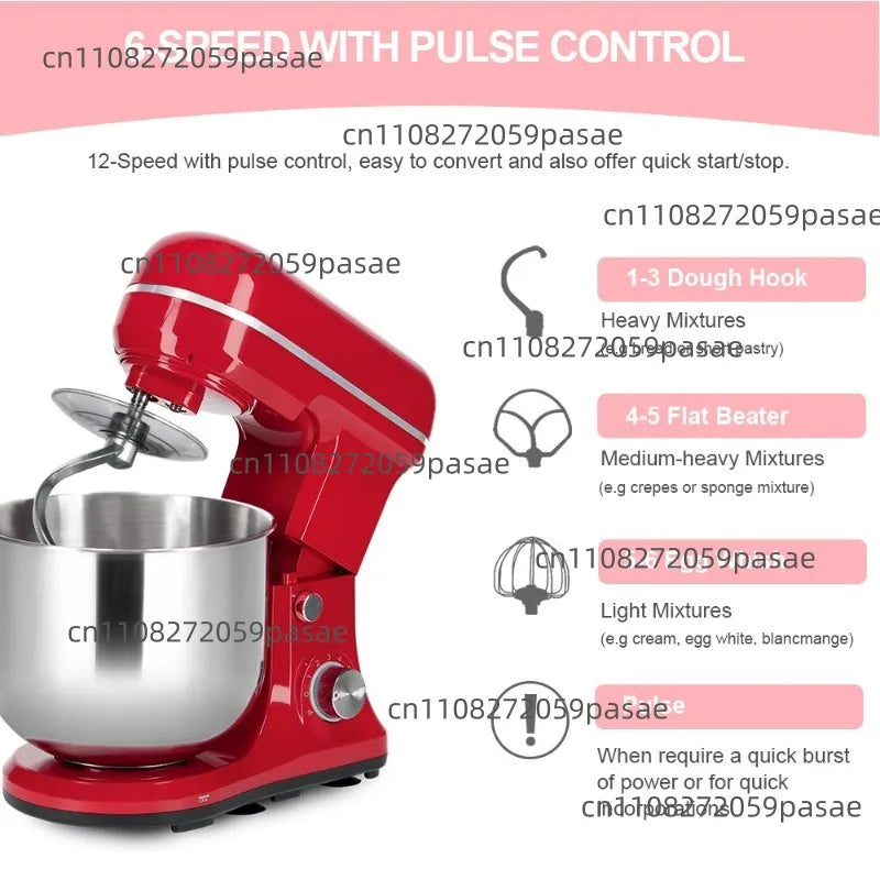 5L Stand Mixer – 6-Speed Dough Blender & Egg Beater