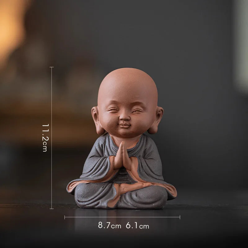 Purple Clay Little Monks Figurines Zen Tea Room Counter Desktop Tea Play Decorations Чаепитие Oasis Select 8