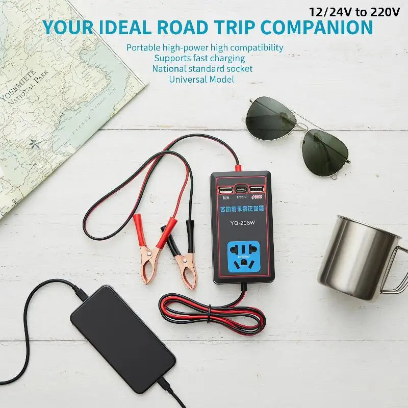 1Pcs 12V/24V To 110V/220V Car Converter Multi-functional Car Power Inverter With USB Port Automotive Charging Charger For Car Oasis Select