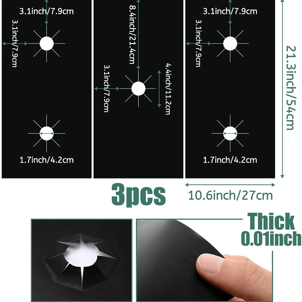 3Pcs/Set Gas Stove Pad Stove Protective Cover 5-Hole Kitchen Cleaning Anti-dirty Protector Pads 54x27cm Oasis Select Default Title