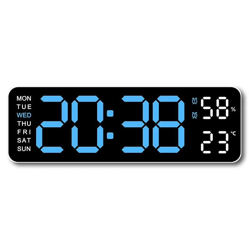 9 Inch Large Digital Wall Clock with Temperature Humidity Display,Auto Dimmer,USB Powered,12/24H LED Alarm Clock for Home Office Oasis Select WBL 9 inch
