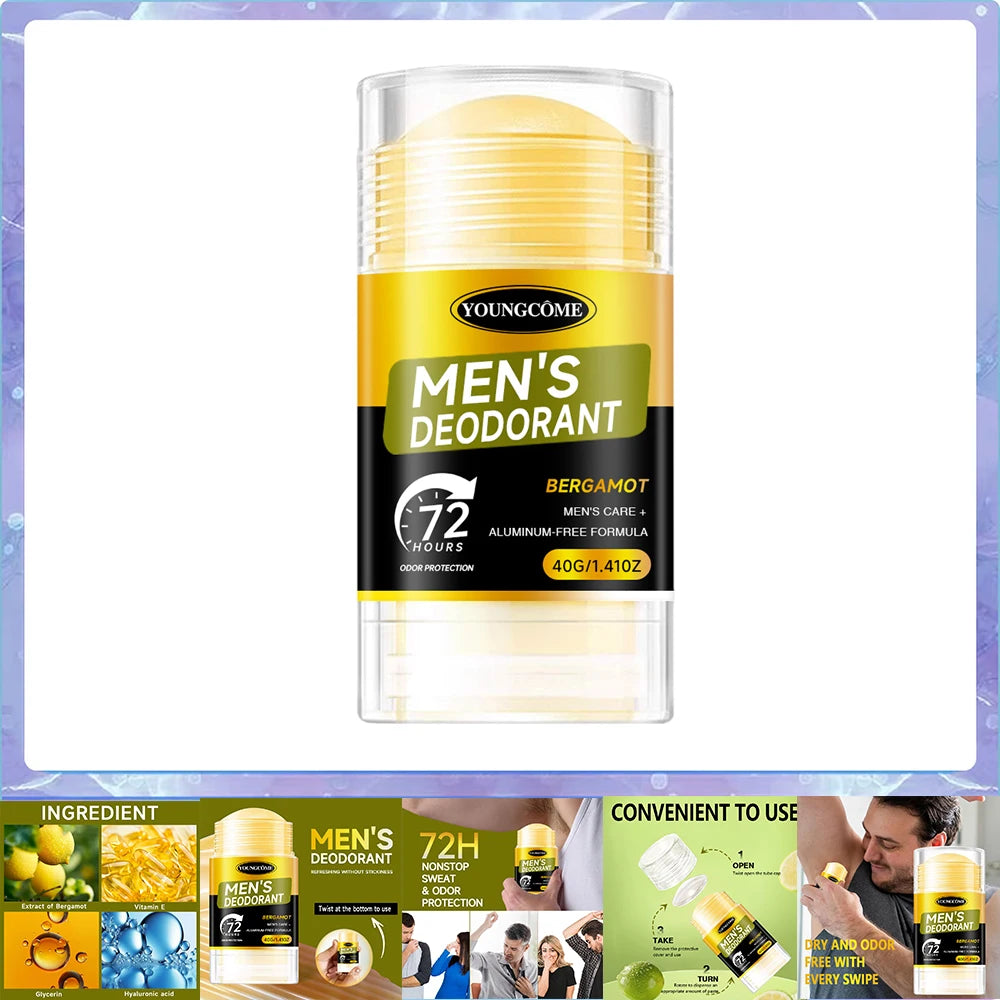 Men Sandalwood Deodorant Stick Anti Sweating Keep Drying Lasting Fragrance Remove Armpit Odor Underarm Refresh Sticks 1/2/4set Oasis Select 40G 1PCS