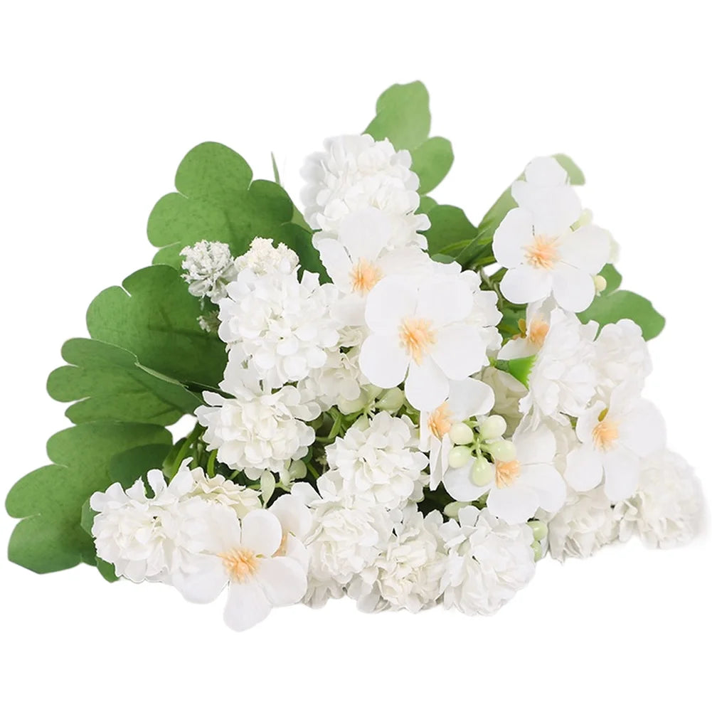Artificial Silk Chrysanthemum Ball Bouquet Fake Flowers For Wedding Centerpiece Home Garden Decoration Photography Props Oasis Select Milk White