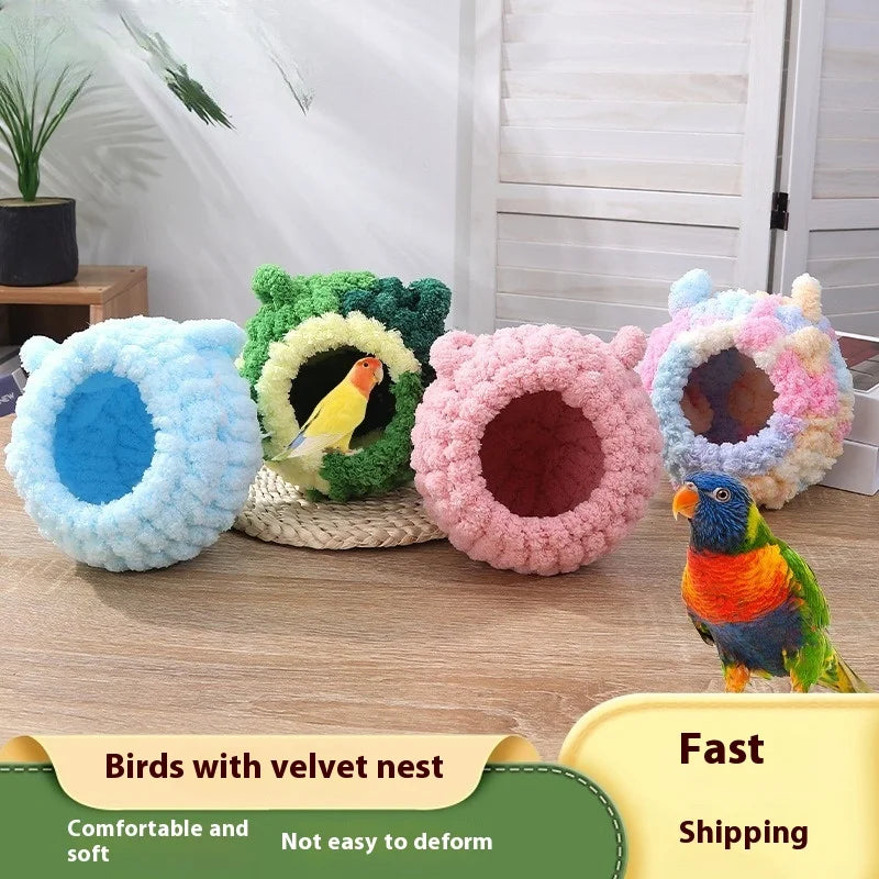 Parrot Round Thickened Cotton Bird Nest - Tiger Skin Peony Print, Winter Warmth for Small Pets, Cozy Hibernation Nest Oasis Select